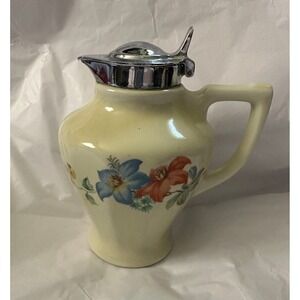 1930's Vintage Universal LFC Porcelain Syrup Pitcher flowers